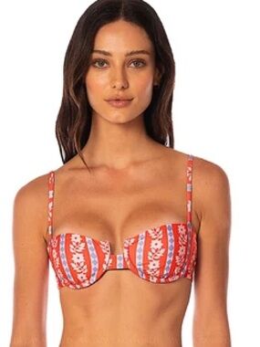 Maaji Vintage Bloom Floral Roseland Unmolded Underwire Reversible Bikini Top - S